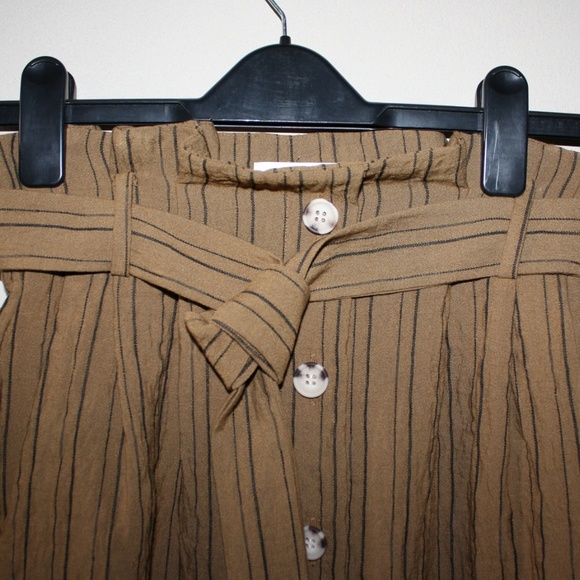 H&M Brown Black Button Front Paper Bag Mini Skirt - Picture 4 of 9